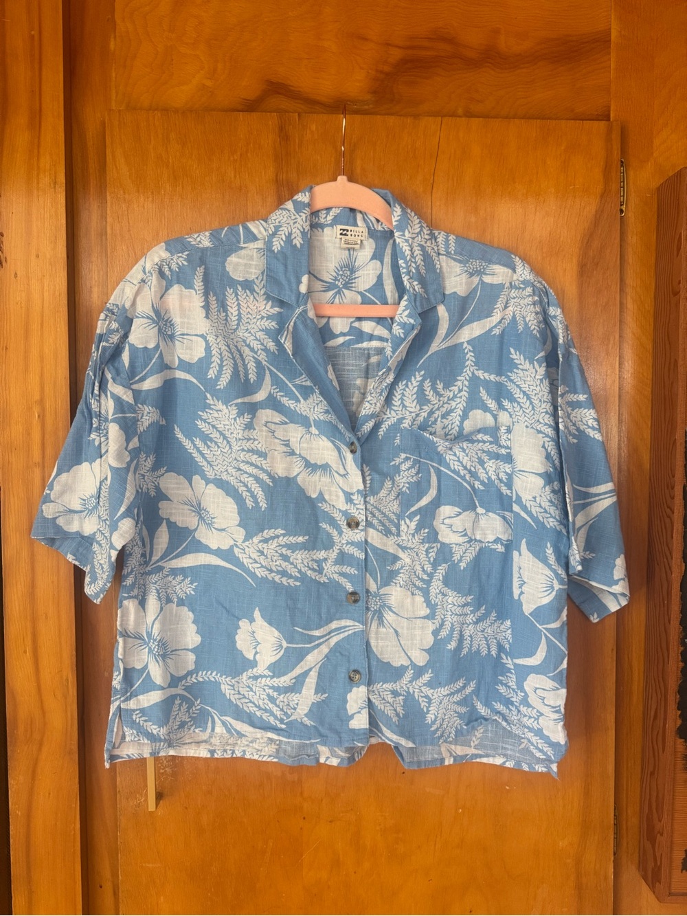 Billabong Blue and White Floral Button-Down Shirt
